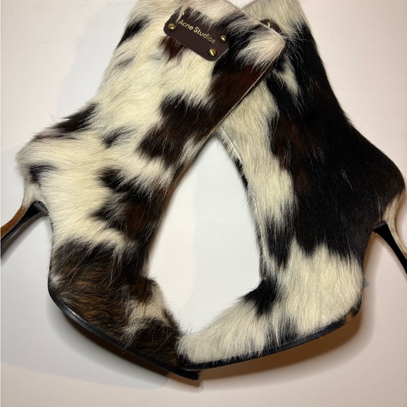Acne Studios Shoes - Acne Studios Cowhide/Calfhair Fur Stiletto Boots - Black, White & Brown (2024)